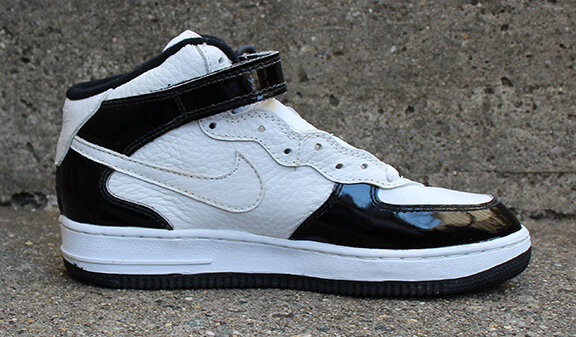 Kids Vintage Nike Air Force 1 Mid SC Black / White Patent Leather ...